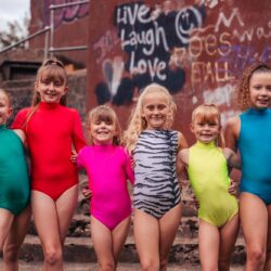 group shoot younger dancers in leotards